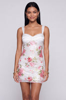 Load image into Gallery viewer, Sparkly Ivory Floral Sequins Thick Straps Short Tight Birthday Party Dress