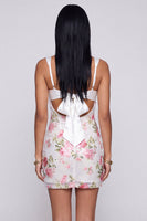 Load image into Gallery viewer, Sparkly Ivory Floral Sequins Thick Straps Short Tight Birthday Party Dress