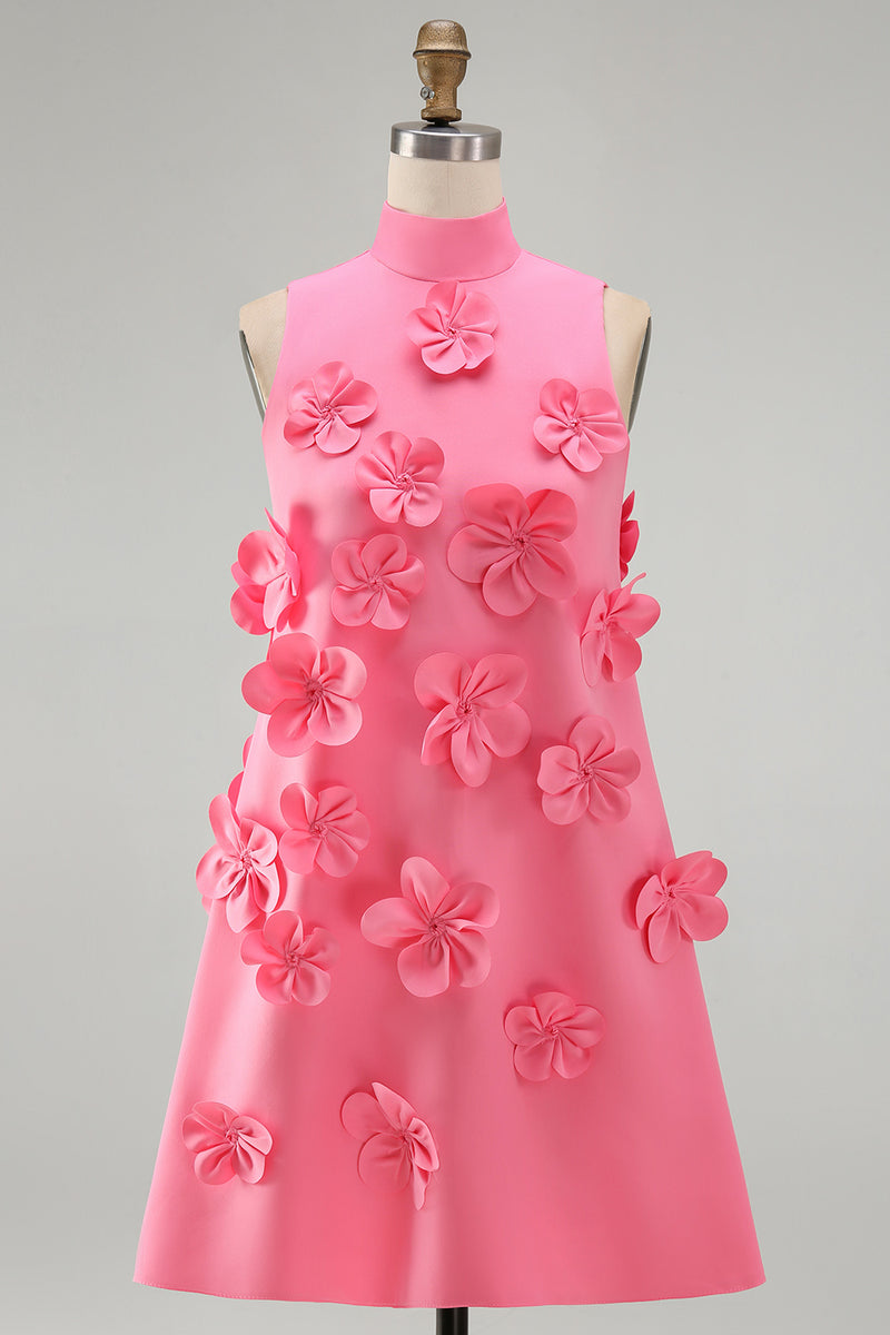 Load image into Gallery viewer, Floral Sage Green Short High Neck A Line Birthday Party Dress