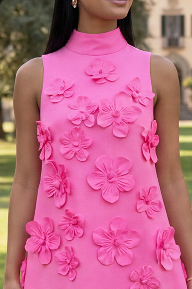 Load image into Gallery viewer, Floral Sage Green Short High Neck A Line Birthday Party Dress