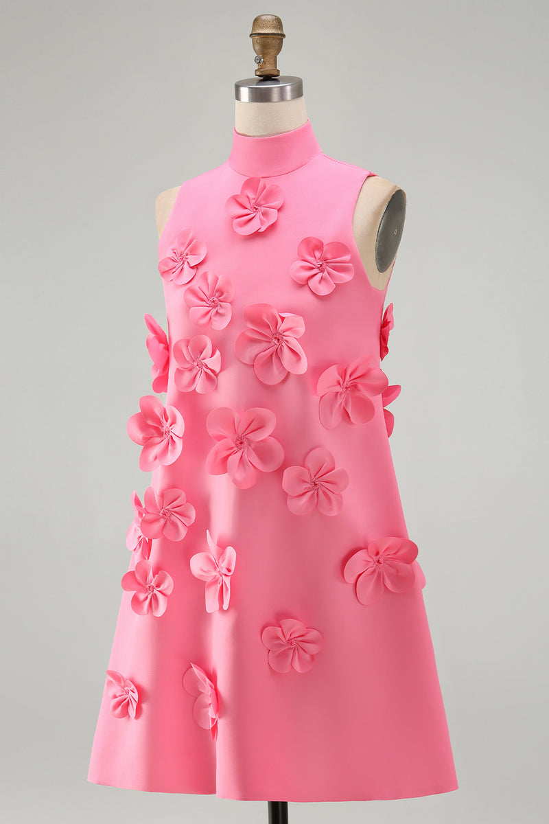 Load image into Gallery viewer, Floral Sage Green Short High Neck A Line Birthday Party Dress
