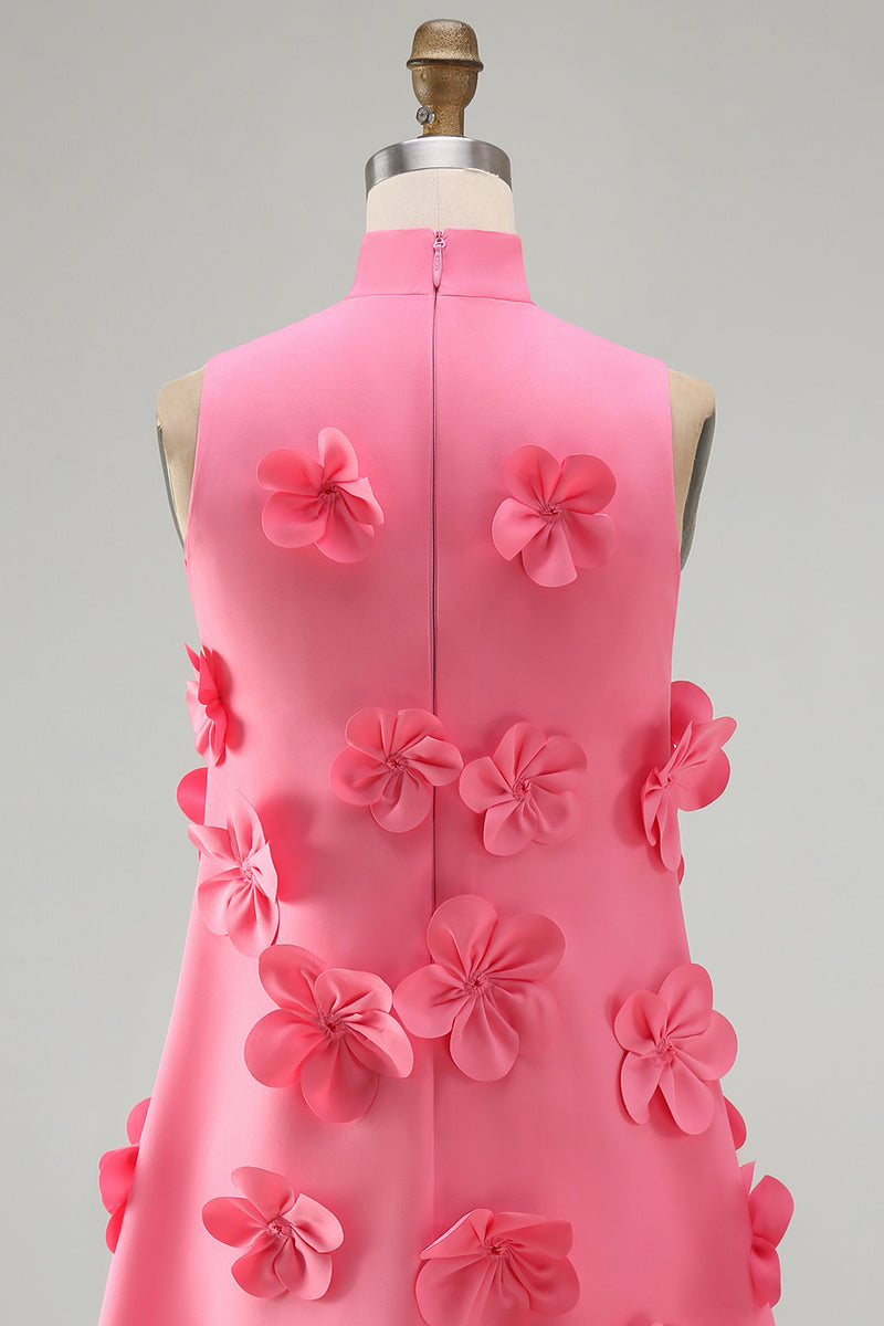 Load image into Gallery viewer, Floral Sage Green Short High Neck A Line Birthday Party Dress