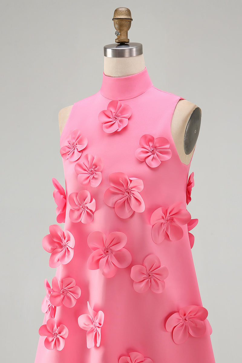 Load image into Gallery viewer, Floral Sage Green Short High Neck A Line Birthday Party Dress