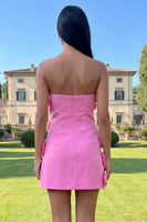 Load image into Gallery viewer, Red Strapless Short Floral Birthday Party Dress