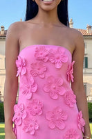 Load image into Gallery viewer, Red Strapless Short Floral Birthday Party Dress