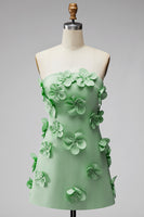 Load image into Gallery viewer, Red Strapless Short Floral Birthday Party Dress