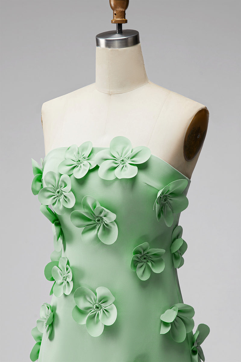 Load image into Gallery viewer, Red Strapless Short Floral Birthday Party Dress