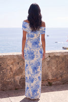 Load image into Gallery viewer, Blue Flower Mermaid One Shoulder Long Formal Dress with Slit