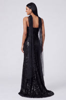 Load image into Gallery viewer, Sparkly Yellow Sequins V-Neck Mermaid Long Formal Dress with Slit