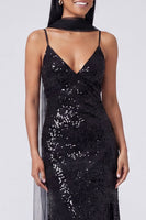 Load image into Gallery viewer, Sparkly Yellow Sequins V-Neck Mermaid Long Formal Dress with Slit
