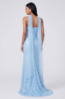 Load image into Gallery viewer, Sparkly Yellow Sequins V-Neck Mermaid Long Formal Dress with Slit