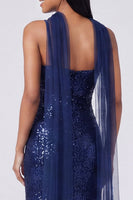 Load image into Gallery viewer, Sparkly Yellow Sequins V-Neck Mermaid Long Formal Dress with Slit