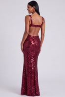 Load image into Gallery viewer, Sparkly Sequins Light Blue Square Neck Mermaid Long Formal Dress