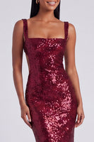 Load image into Gallery viewer, Sparkly Sequins Light Blue Square Neck Mermaid Long Formal Dress