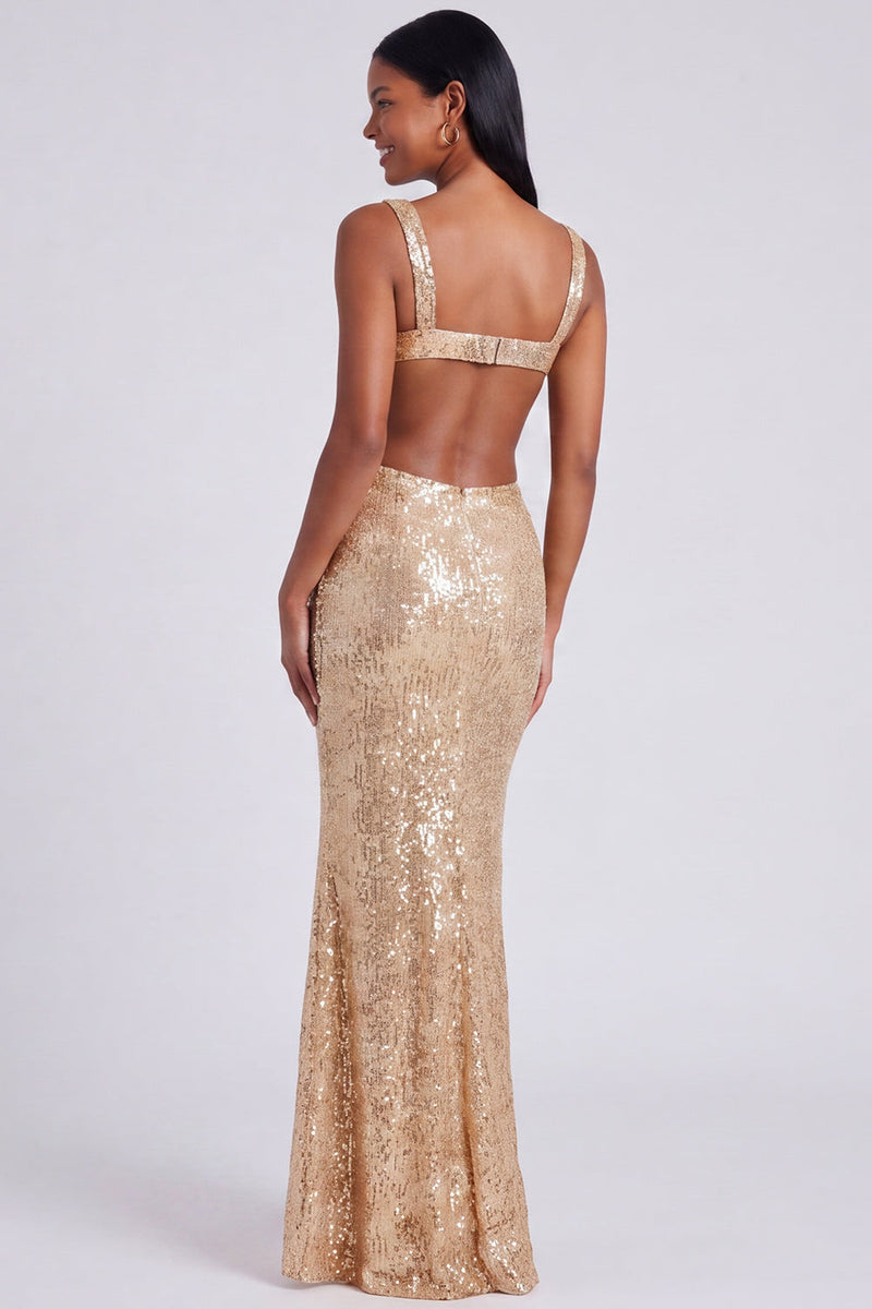 Load image into Gallery viewer, Sparkly Sequins Light Blue Square Neck Mermaid Long Formal Dress