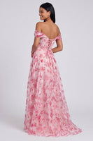 Load image into Gallery viewer, Light Blue Floral Ruched Mermaid Corset Long Formal Dress with Slit