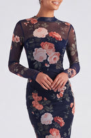 Load image into Gallery viewer, Ivory Mermaid Bateau Neck Floral Long Sleeves Formal Dress