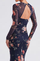 Load image into Gallery viewer, Ivory Mermaid Bateau Neck Floral Long Sleeves Formal Dress