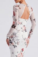 Load image into Gallery viewer, Ivory Mermaid Bateau Neck Floral Long Sleeves Formal Dress