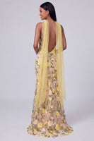 Load image into Gallery viewer, Butter Yellow Floral Spaghetti Straps Embroidered Mermaid Long Formal Dress
