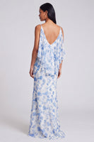 Load image into Gallery viewer, Light Green Mermaid Floral V-Neck Long Formal Dress with Ruffles