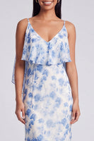 Load image into Gallery viewer, Light Green Mermaid Floral V-Neck Long Formal Dress with Ruffles