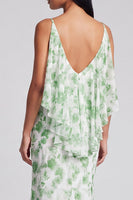 Load image into Gallery viewer, Light Green Mermaid Floral V-Neck Long Formal Dress with Ruffles