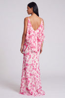 Load image into Gallery viewer, Light Green Mermaid Floral V-Neck Long Formal Dress with Ruffles