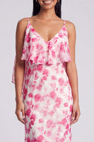 Load image into Gallery viewer, Light Green Mermaid Floral V-Neck Long Formal Dress with Ruffles