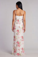 Load image into Gallery viewer, Ivory Spaghetti Straps Floral Sequins Mermaid Long Formal Dress
