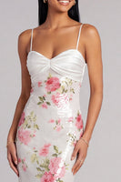 Load image into Gallery viewer, Ivory Spaghetti Straps Floral Sequins Mermaid Long Formal Dress
