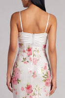 Load image into Gallery viewer, Ivory Spaghetti Straps Floral Sequins Mermaid Long Formal Dress