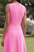Load image into Gallery viewer, Hot Pink A Line Floral Round Neck Maxi Formal Dress