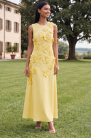 Load image into Gallery viewer, Hot Pink A Line Floral Round Neck Maxi Formal Dress