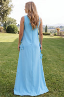 Load image into Gallery viewer, Floral Dark Green A Line High Neck Long Formal Dress