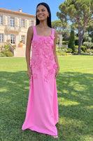 Load image into Gallery viewer, Navy Floral A Line Square Neck Maxi Formal Dress