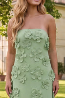 Load image into Gallery viewer, Sage Green Floral A Line Strapless Maxi Formal Dress
