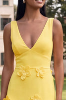 Load image into Gallery viewer, Sheath Hot Pink Floral V-Neck Long Formal Dress