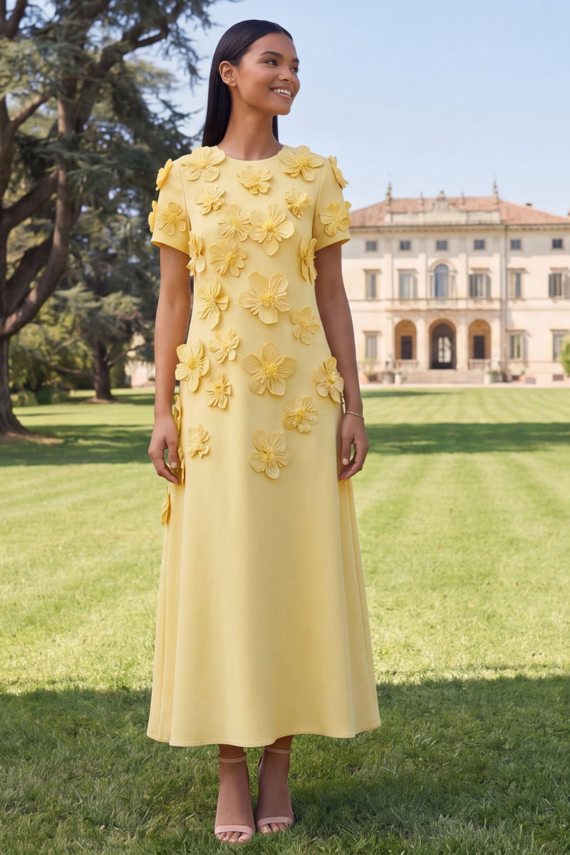 Load image into Gallery viewer, Dark Green A Line Floral Round Neck Maxi Formal Dress with Sleeves