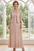 Load image into Gallery viewer, Champagne A Line Long Mother of the Bride Dress with Jacket