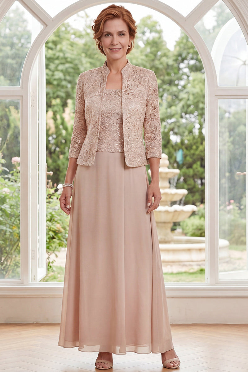 Load image into Gallery viewer, Champagne A Line Long Mother of the Bride Dress with Jacket