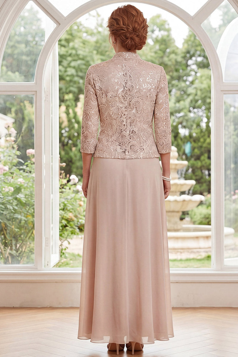 Load image into Gallery viewer, Champagne A Line Long Mother of the Bride Dress with Jacket