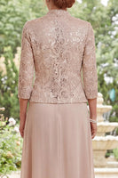 Load image into Gallery viewer, Champagne A Line Long Mother of the Bride Dress with Jacket