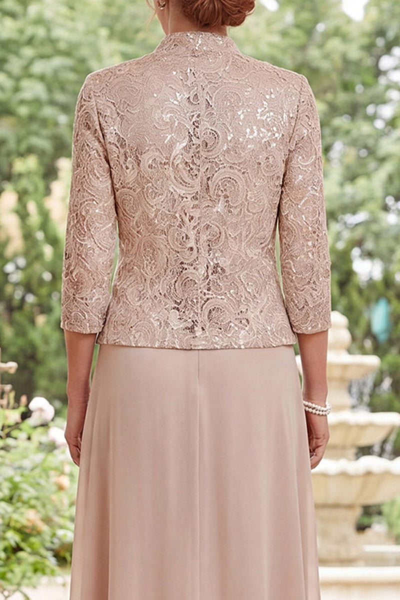 Load image into Gallery viewer, Champagne A Line Long Mother of the Bride Dress with Jacket