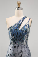 Load image into Gallery viewer, Sparkly Navy Tight Floral Short Beaded Keyhole Birthday Party Dress