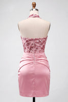Load image into Gallery viewer, Sparkly Pink Strapless Tight Short Sequin Ruched Birthday Party Dress