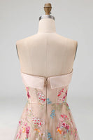 Load image into Gallery viewer, Basque Waist Champagne Floral High Low Corset Mother of the Bride Dress with Ruffles
