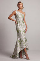 Load image into Gallery viewer, Floral One Shoulder Long Mermaid Light Green Mother of the Bride Dress