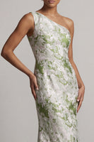 Load image into Gallery viewer, Floral One Shoulder Long Mermaid Light Green Mother of the Bride Dress