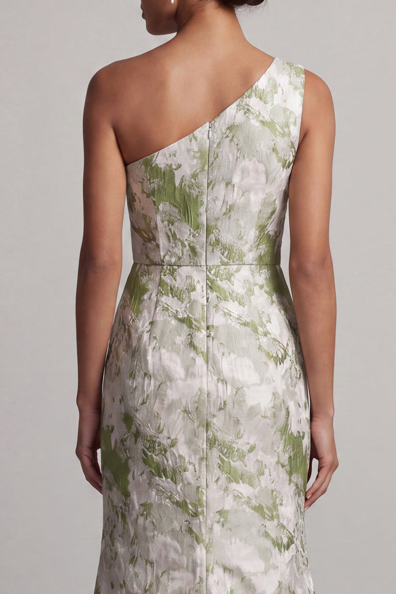 Load image into Gallery viewer, Floral One Shoulder Long Mermaid Light Green Mother of the Bride Dress